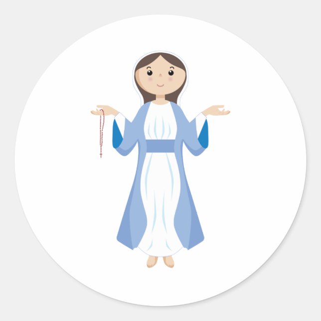 Sticker Rond Mère Marie avec Rosaire (Devant)