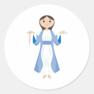 Sticker Rond Mère Marie avec Rosaire