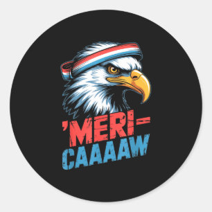 Sticker Rond Meri-caaaaw patriotique drôle bandeau aigle