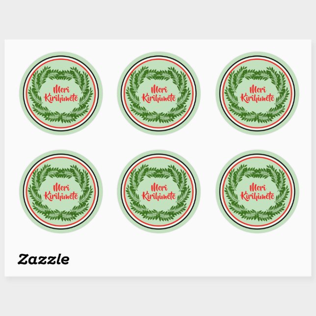 Sticker Rond Meri Kirihimete Maori Joyeux Noël (Feuille)