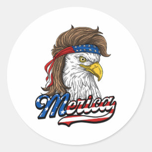 Sticker Rond Merica - Aigle De Liberté Patriotique Usa - 4e De