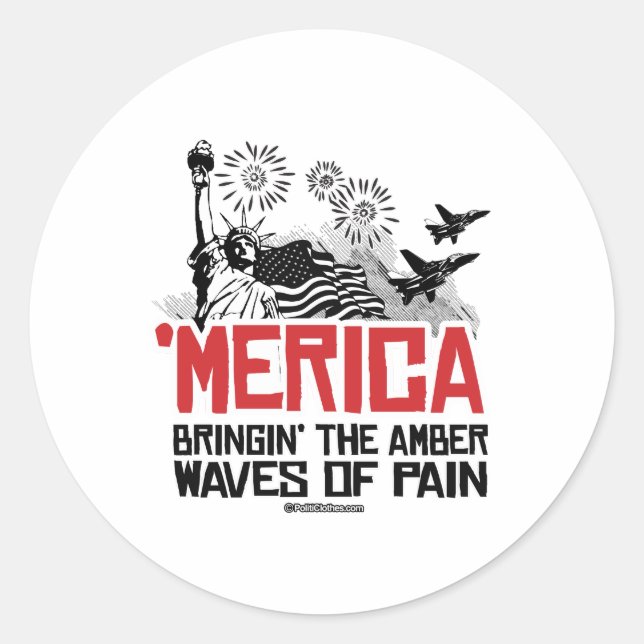Sticker Rond 'Merica - Apporte' les ondes ambrées de la douleur (Devant)
