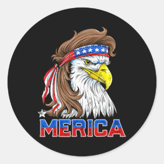 Sticker Rond Merica Eagle Mullet 4 juillet Hommes Femmes Améric