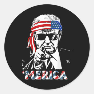 Sticker Rond Merica Trump 4 juillet heureux Trump Drapeau améri