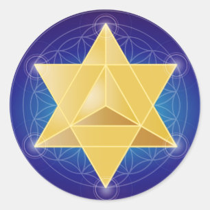 Sticker Rond Merkaba avec la fleur de la vie