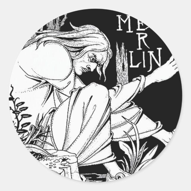 Sticker Rond "Merlin" par Aubrey Beardsley, 1893 (Devant)
