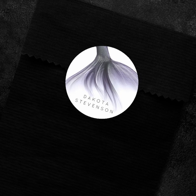 Sticker Rond Mermaid Chic Tail | Dusty Lavender Purple Personna (Créateur téléchargé)