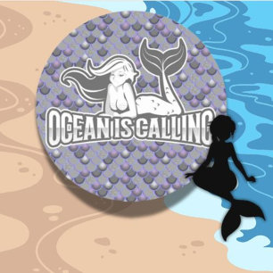Sticker Rond Mermaid Cute Grey