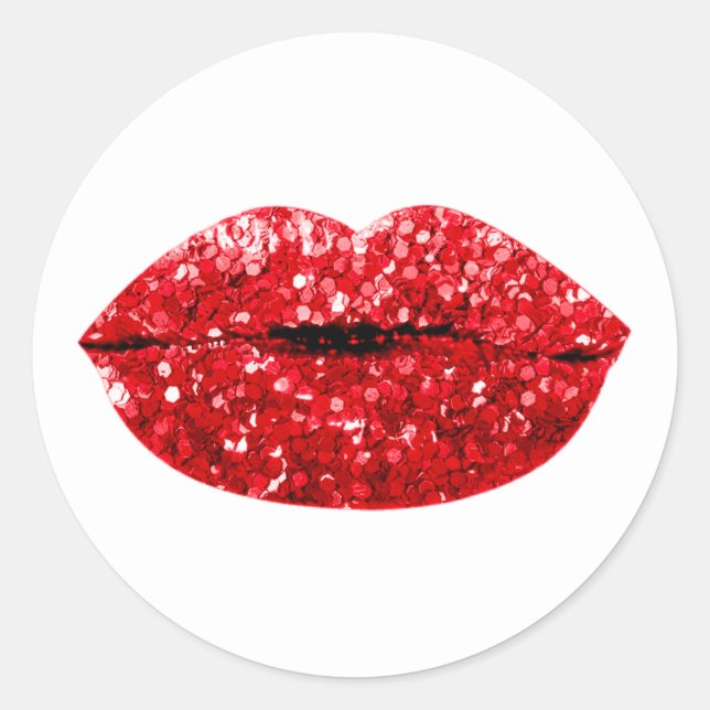 Sticker Rond Mermaid Kiss Lips Maquillage Artiste Merci rouge (Devant)