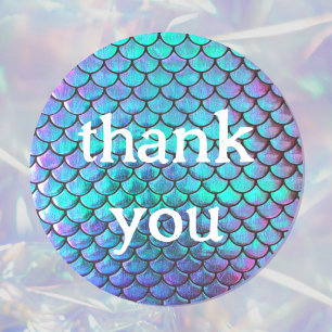 Sticker Rond mermaid scale motif merci