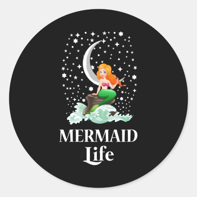 Sticker Rond Mermaid Sea Mermaids Girl Funny Birthday (Devant)