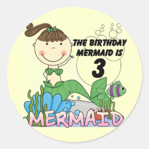 Sticker Rond Mermaid T-shirts et cadeaux pour le 3ème anniversa