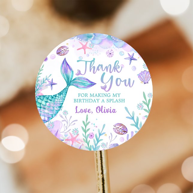 Sticker Rond Mermaid Tail Anniversaire Merci (Créateur téléchargé)