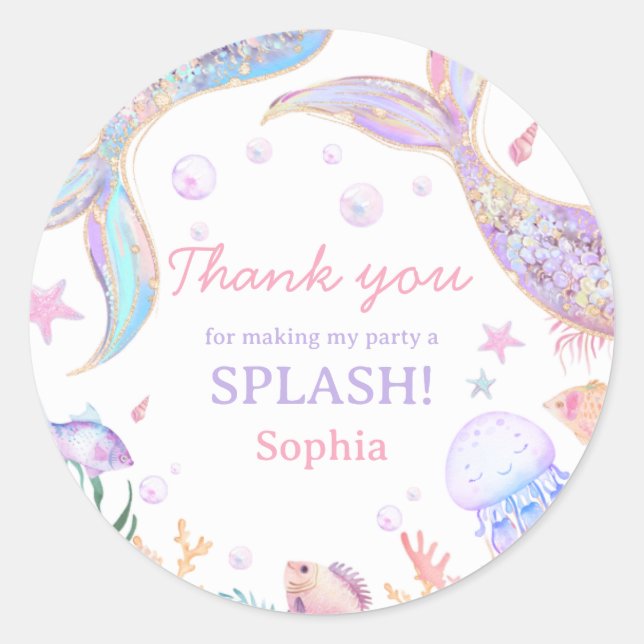 Sticker Rond Mermaid Tail Sea Birmingham Party (Devant)
