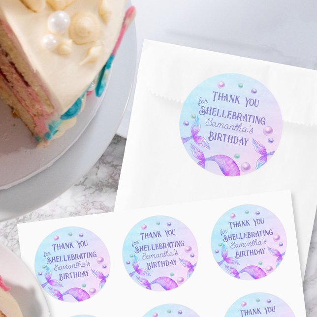 Sticker Rond Mermaid Tails Merci pour l'Abri Anniversaire (Créateur téléchargé)