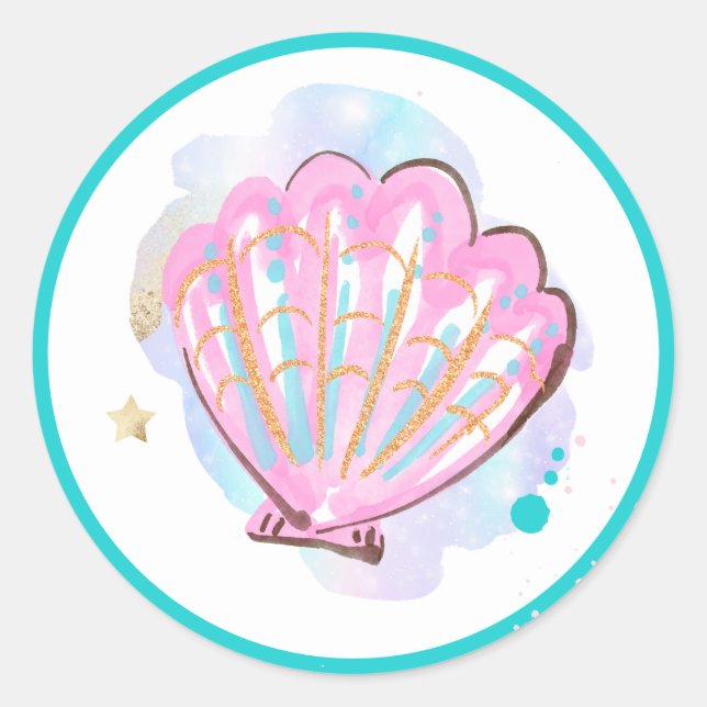 Sticker Rond Mermaid Whimsical Sous La Fête D'Anniversaire De L (Devant)