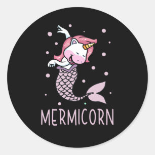 Sticker Rond Mermicorn Unicorn Mermaid Mythique Créature