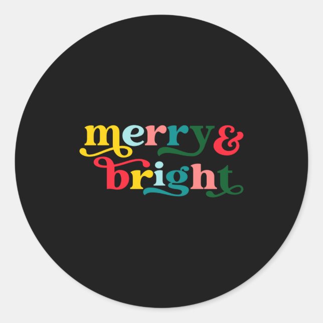 Sticker Rond Merry And Bright Modern Christmas Womens  (Devant)