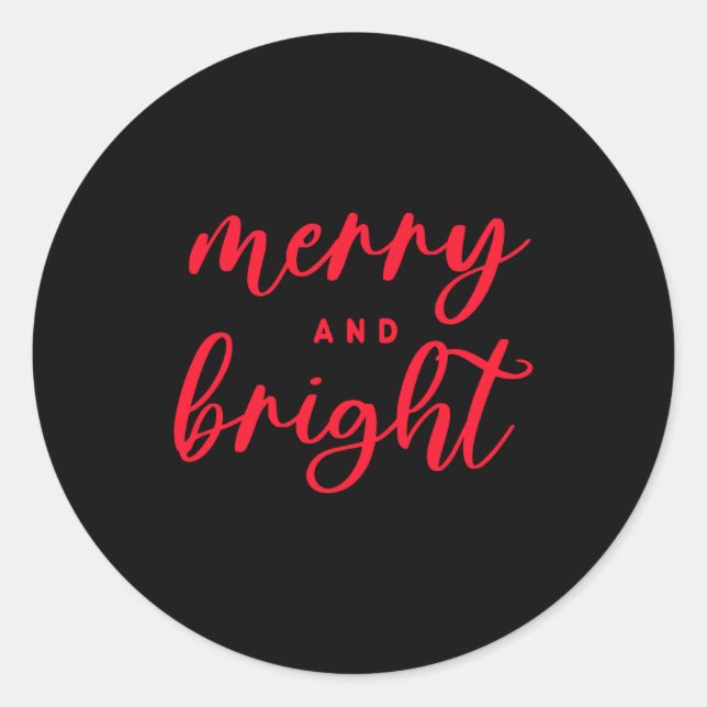 Sticker Rond Merry And Bright Modern Red Womens Christmas _1  (Devant)