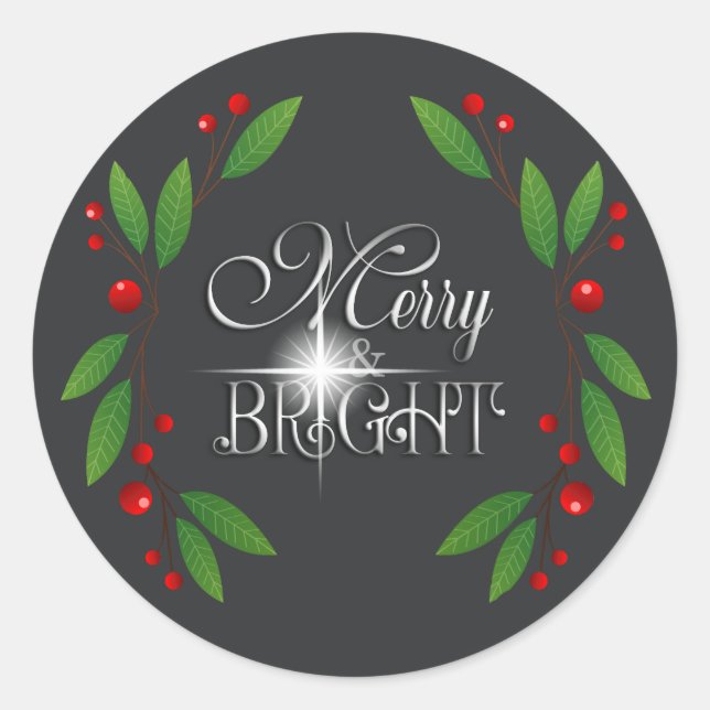 Sticker Rond Merry Berry Bright Christmas Swag D591 (Devant)