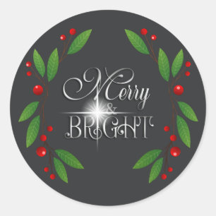 Sticker Rond Merry Berry Bright Christmas Swag D591