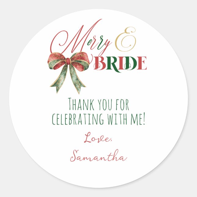 Sticker Rond Merry & Bride Hiver Noël Mariée Enterrement de Vie (Devant)