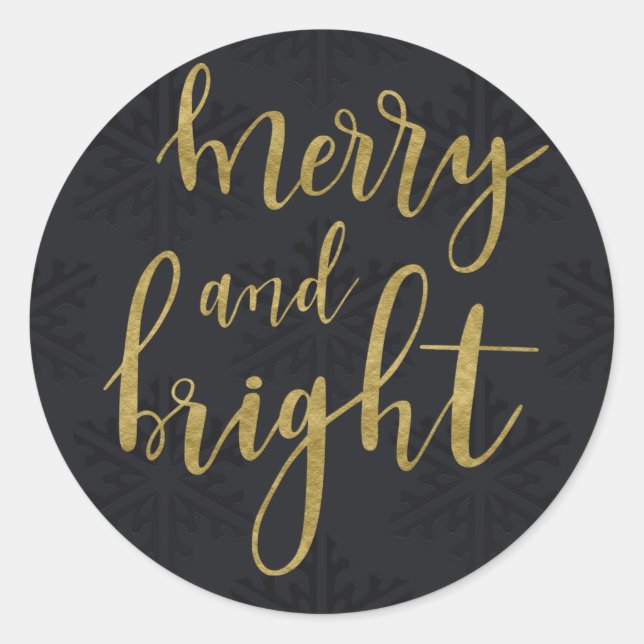 Sticker Rond MERRY & BRILLANTES Flammes de neige noires d'hiver (Devant)