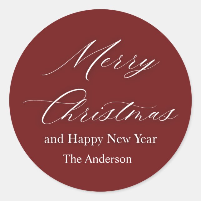 Sticker Rond merry christmas and happy new year  (Devant)
