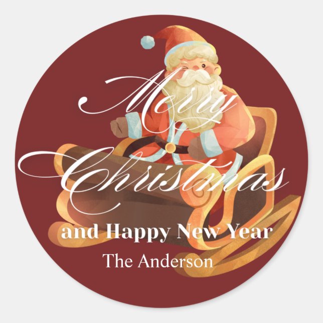 Sticker Rond merry christmas and happy new year Classic Round (Devant)
