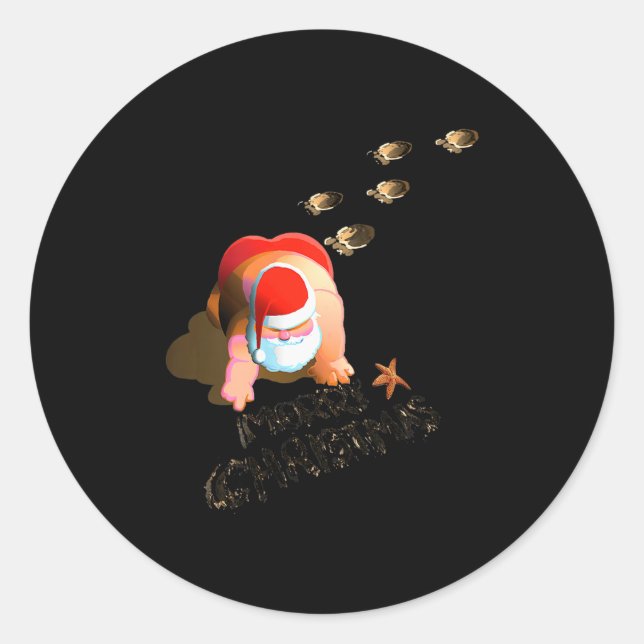 Sticker Rond Merry Christmas - Beach Christmas  (Devant)