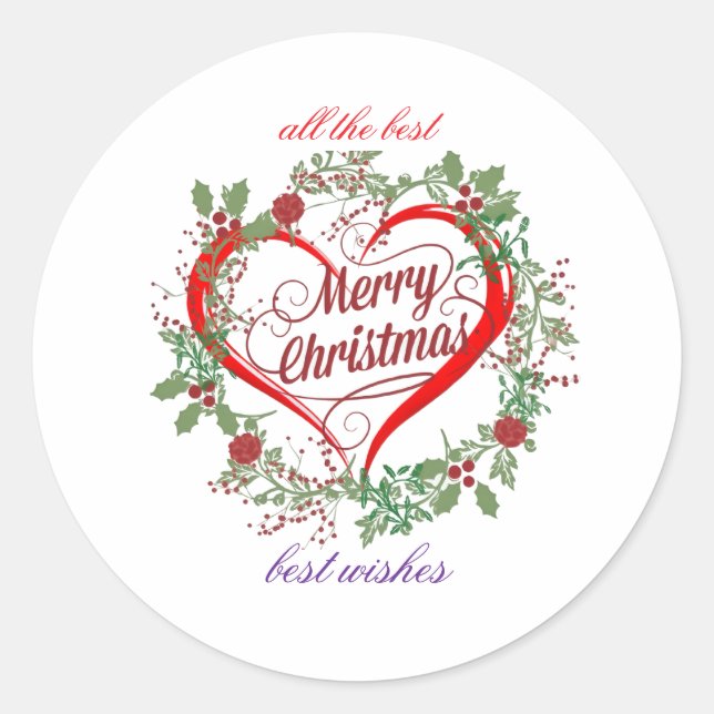 Sticker Rond Merry christmas best  wishes (Devant)