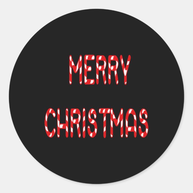 Sticker Rond Merry Christmas Candy Cane Font Girls Boys T Shirt (Devant)
