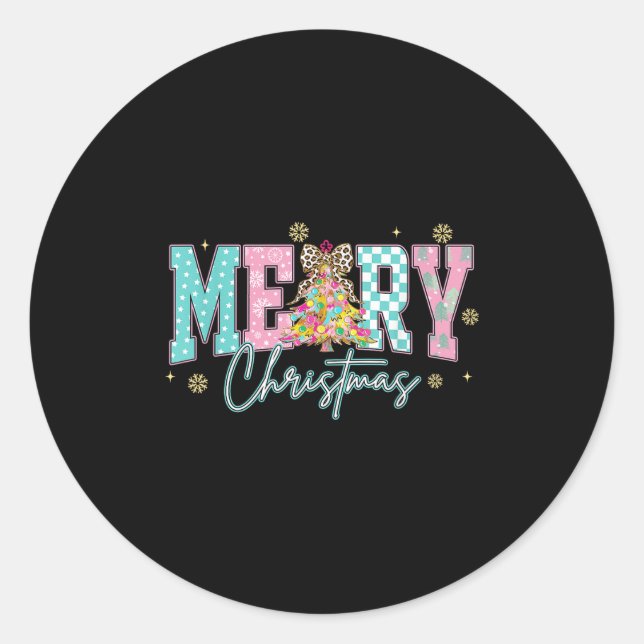 Sticker Rond Merry Christmas Coquette, Retro Nk Christmas Men W (Devant)