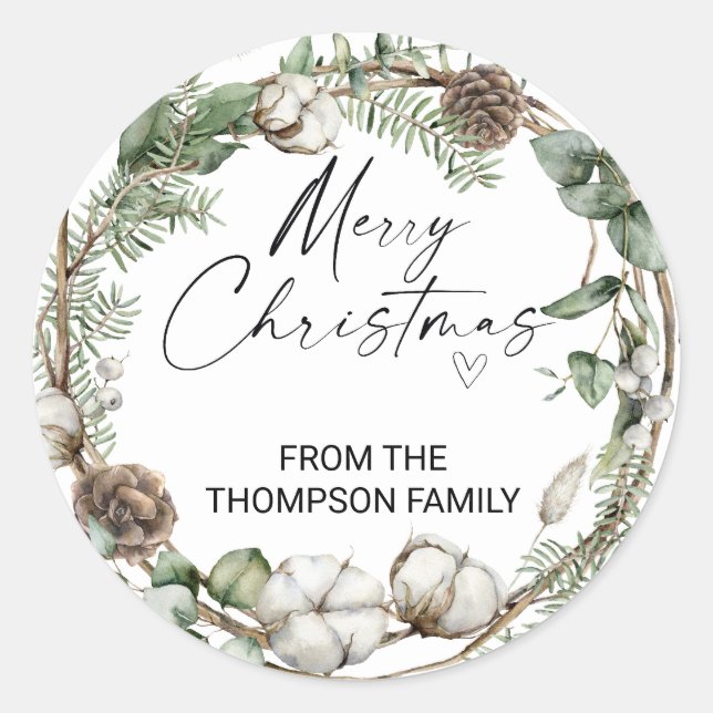 Sticker Rond Merry Christmas for Gifts Envelopes Present  Class (Devant)