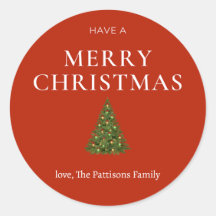 Merry Christmas greeting with tree on red custom