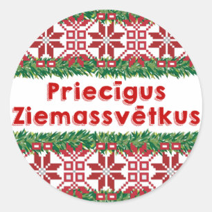 Sticker Rond Merry Christmas Priecīgus Sacassētkus