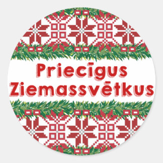 Sticker Rond Merry Christmas Priecīgus Sacassētkus