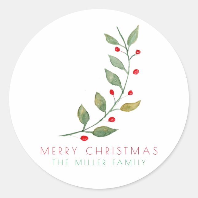 Sticker Rond Merry Christmas simple minimal (Devant)