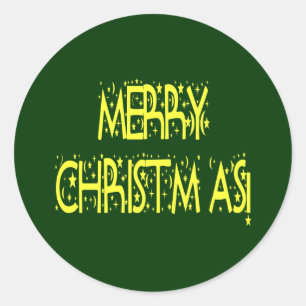 Sticker Rond Merry Christmas Starry