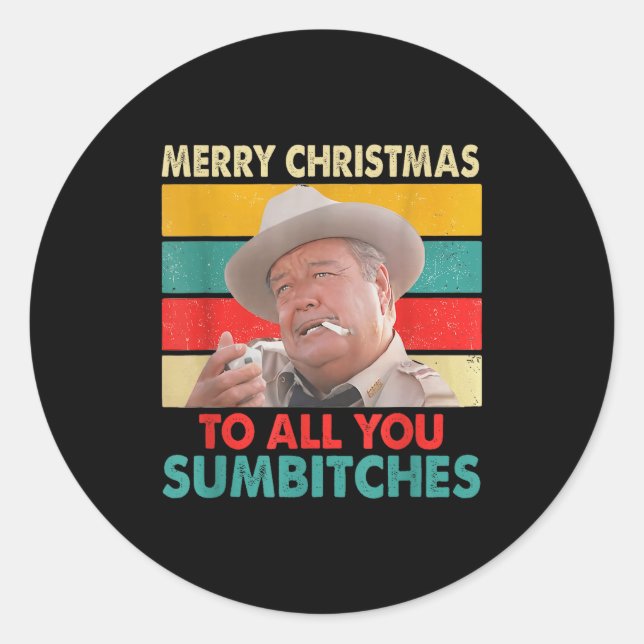 Sticker Rond Merry Christmas To All You Sumes Ugly Sweater Styl (Devant)
