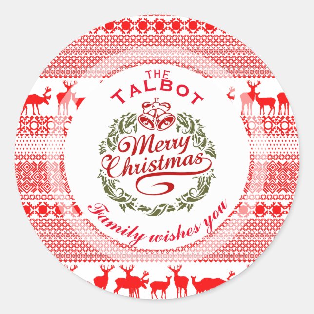 Sticker Rond MERRY CHRISTMAS Traditionnel personnalisé Round S (Devant)