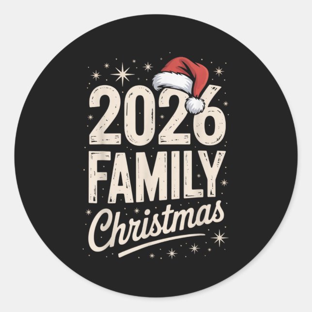 Sticker Rond Merry Christmas Xmas Family Matching  (Devant)