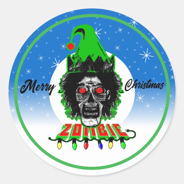Sticker Rond Merry Christmas Zombie (Devant)