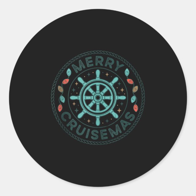 Sticker Rond Merry Cruisemas Christmas Cruise Matching Family X (Devant)