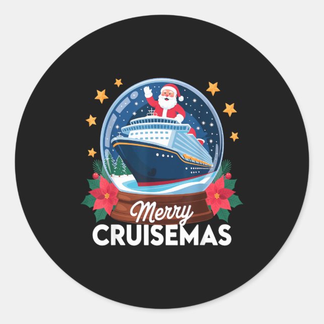 Sticker Rond Merry Cruisemas Christmas Family Cruisin Funny Cru (Devant)
