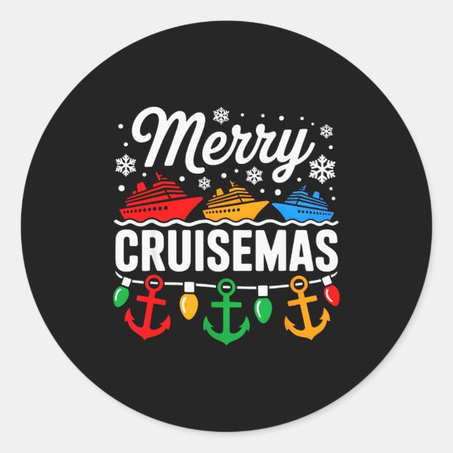 Sticker Rond Merry Cruisemas Christmas Family Cruisin Funny Cru (Devant)
