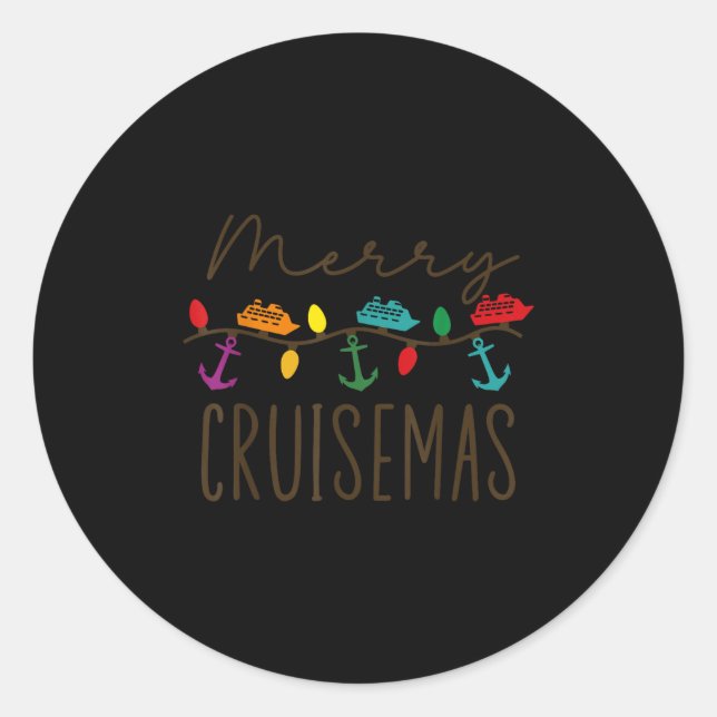 Sticker Rond Merry Cruisemas Cruise Christmas Lights Matching F (Devant)