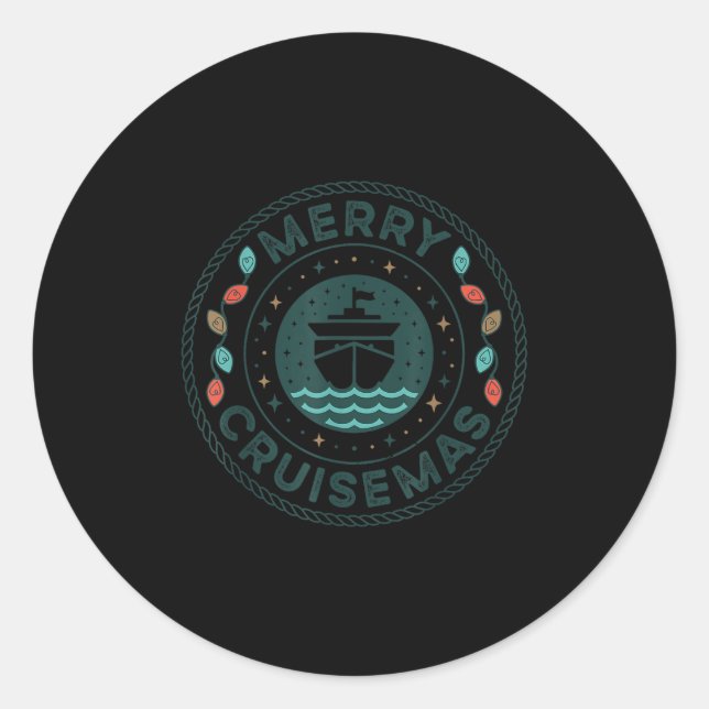 Sticker Rond Merry Cruisemas Cruise Mas Matching Family Christm (Devant)