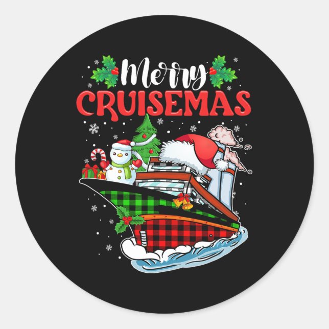 Sticker Rond Merry Cruisemas Famille Croisière Noël 2023 Amusan (Devant)