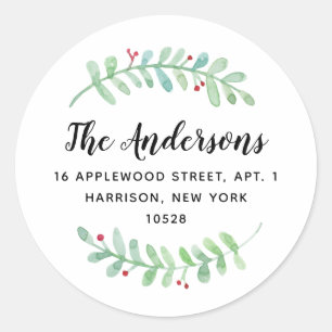 Sticker Rond Merry Garland Holiday Adresse de retour